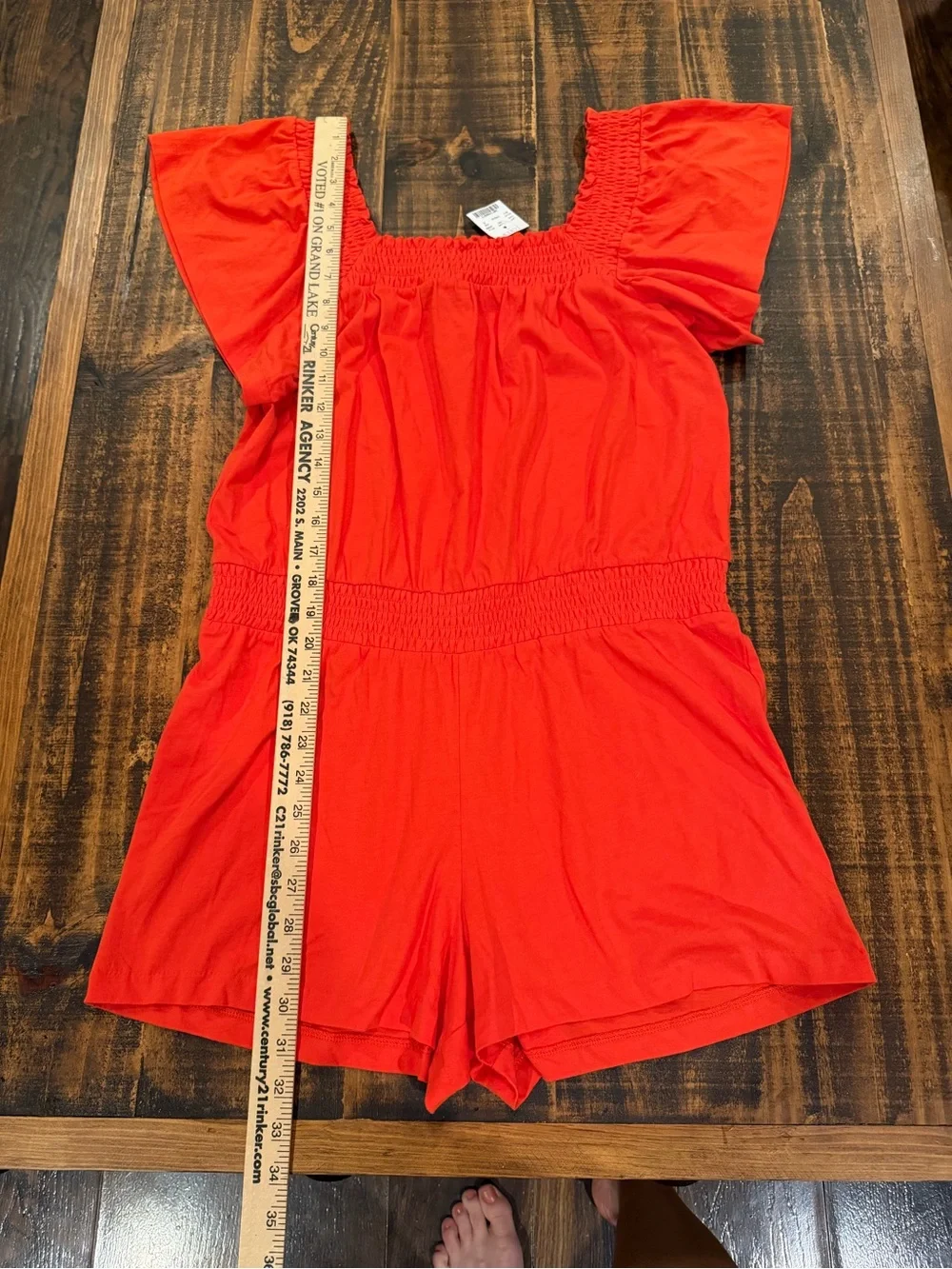 J. Crew Orange Smocked-Waist Short Sleeve Romper